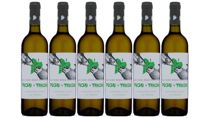 Pack de 6 botellas de 75 cl, PUCHO Y TRUCHO, blanco 12%, variedad coupage de uvas blancas, añada 2023.