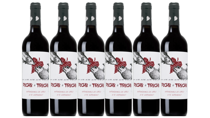 Pack de 6 botellas de 75 cl, PUCHO Y TRUCHO,6 botellas tinto 13%, variedad coupage uvas tintas, añada 2023